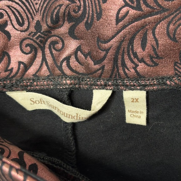 Soft Surroundings Rose Metallic Pants Size 2X Damask Jacquard Stretch Party - Picture 7 of 9